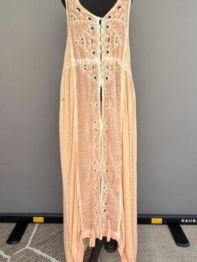 Free People Peach Open Front Cover Up/Duster Size M
